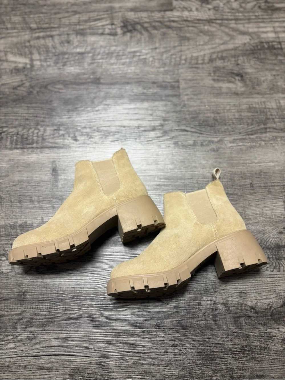 Steve Madden Light Beige Suede Chelsea Booties